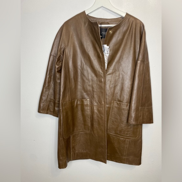 NEW WEEKEND MAXMARA Taverna Long Leather Jacket - Picture 6 of 15
